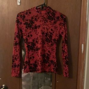 Red Floral Turtleneck